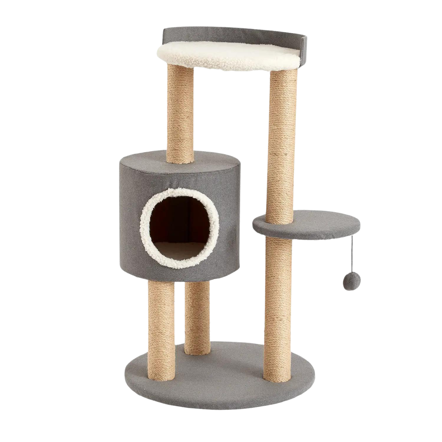 Two by Two Ashville - Gray Wood Composite & Faux Fur Scratching Post Cat Furniture