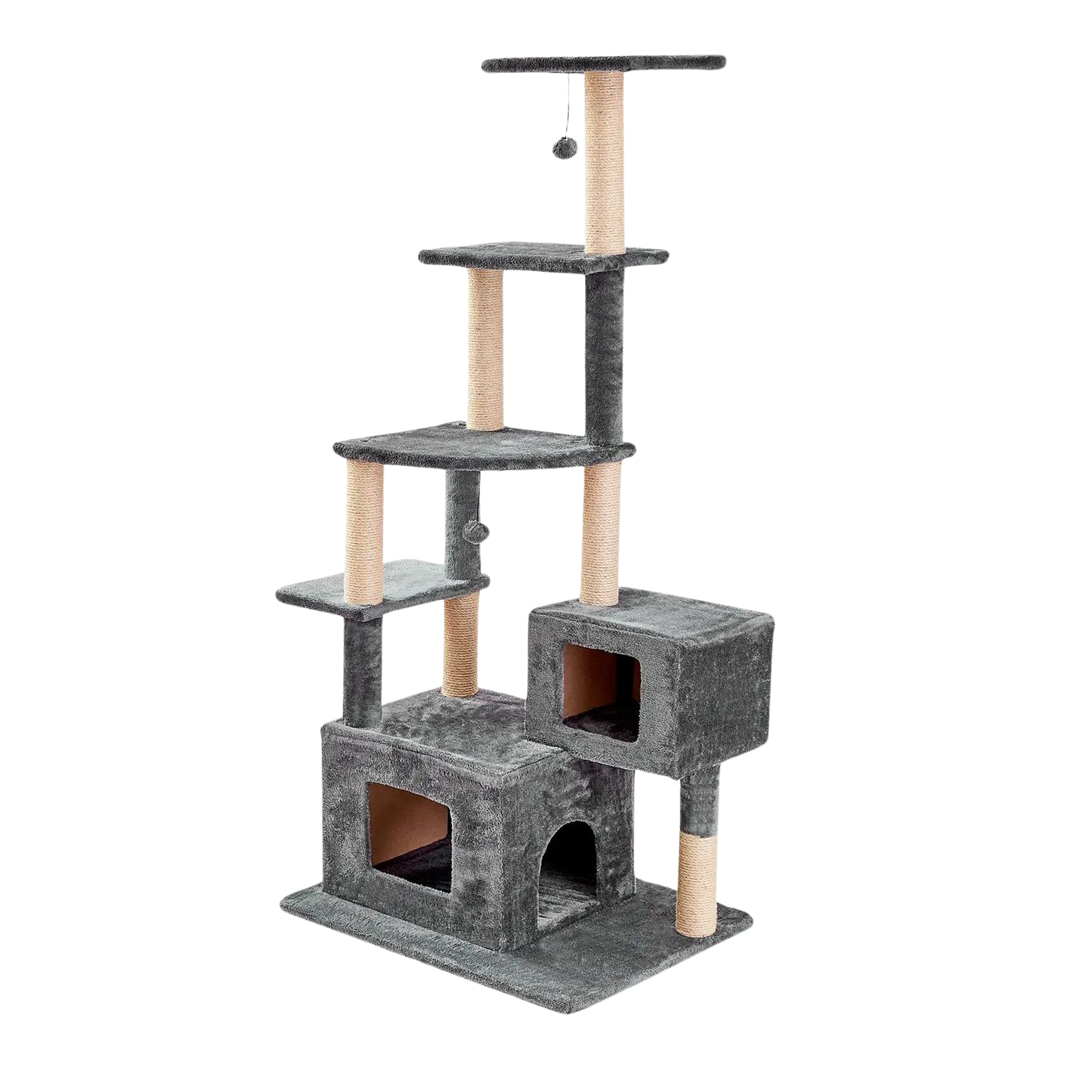 Two by Two Athens - Black Wood Composite & Faux Fur Scratching Post Cat Furniture