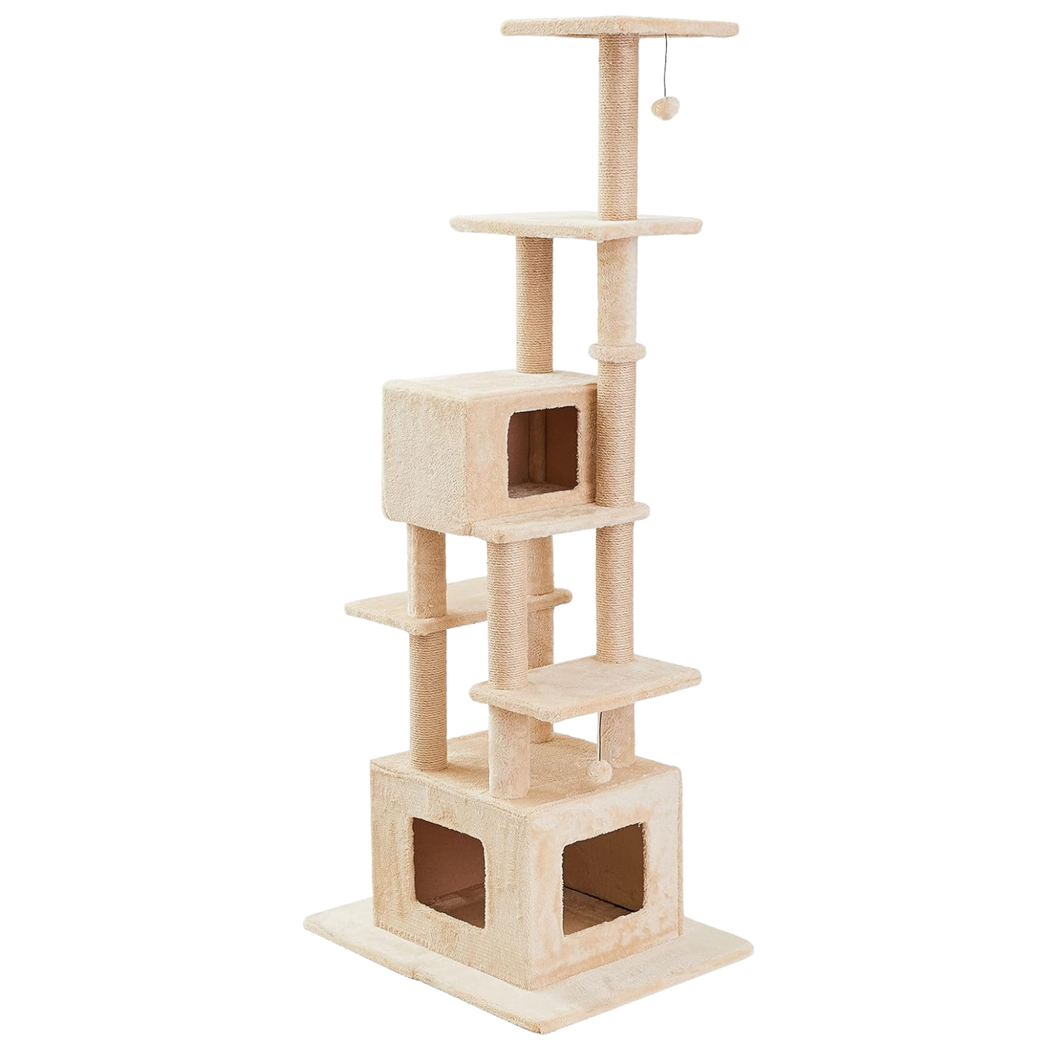 Two by Two Austin - Beige Wood Composite & Faux Fur Scratching Post Cat Furniture