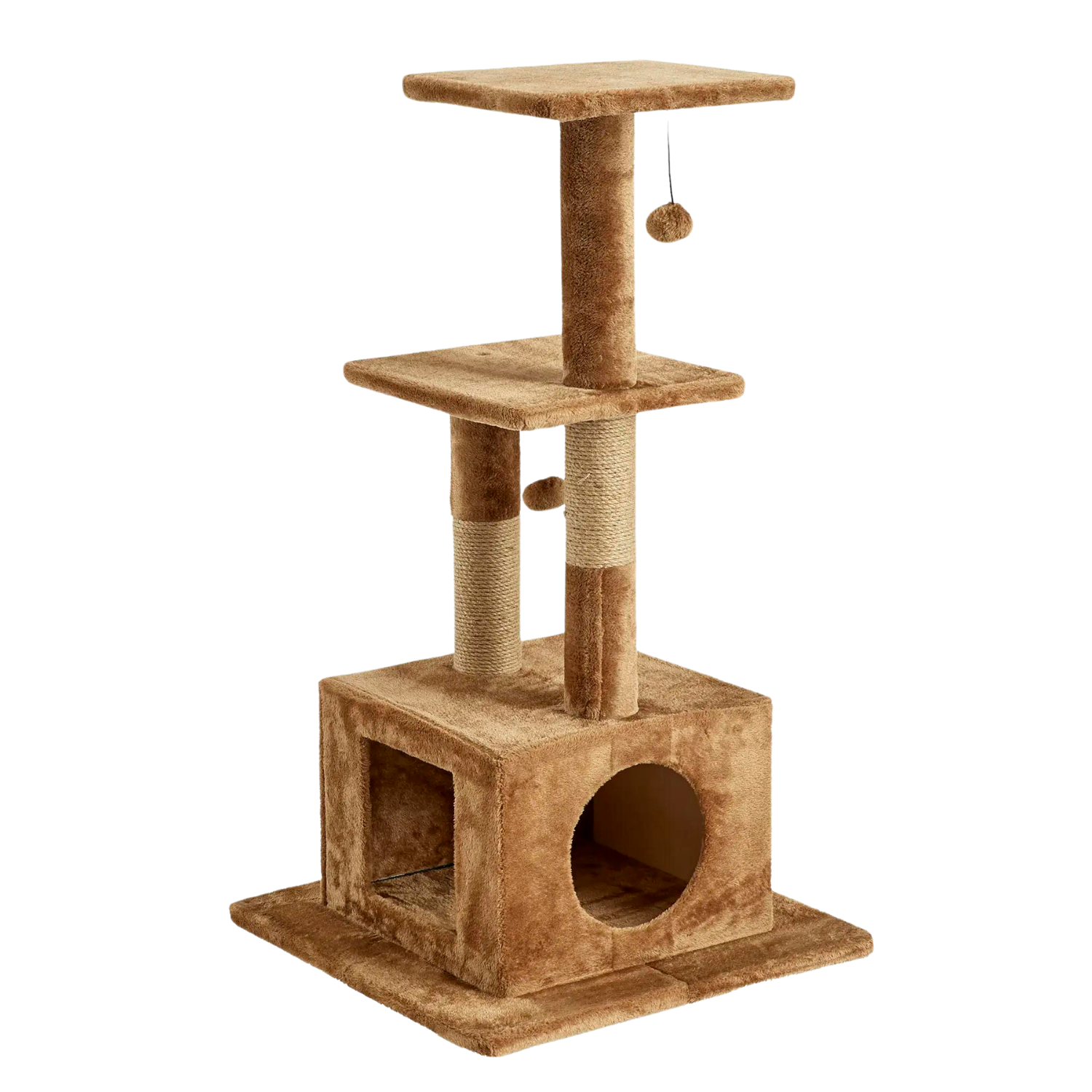 Two by Two Baltimore - Brown Wood Composite & Faux Fur Scratching Post Cat Furniture 