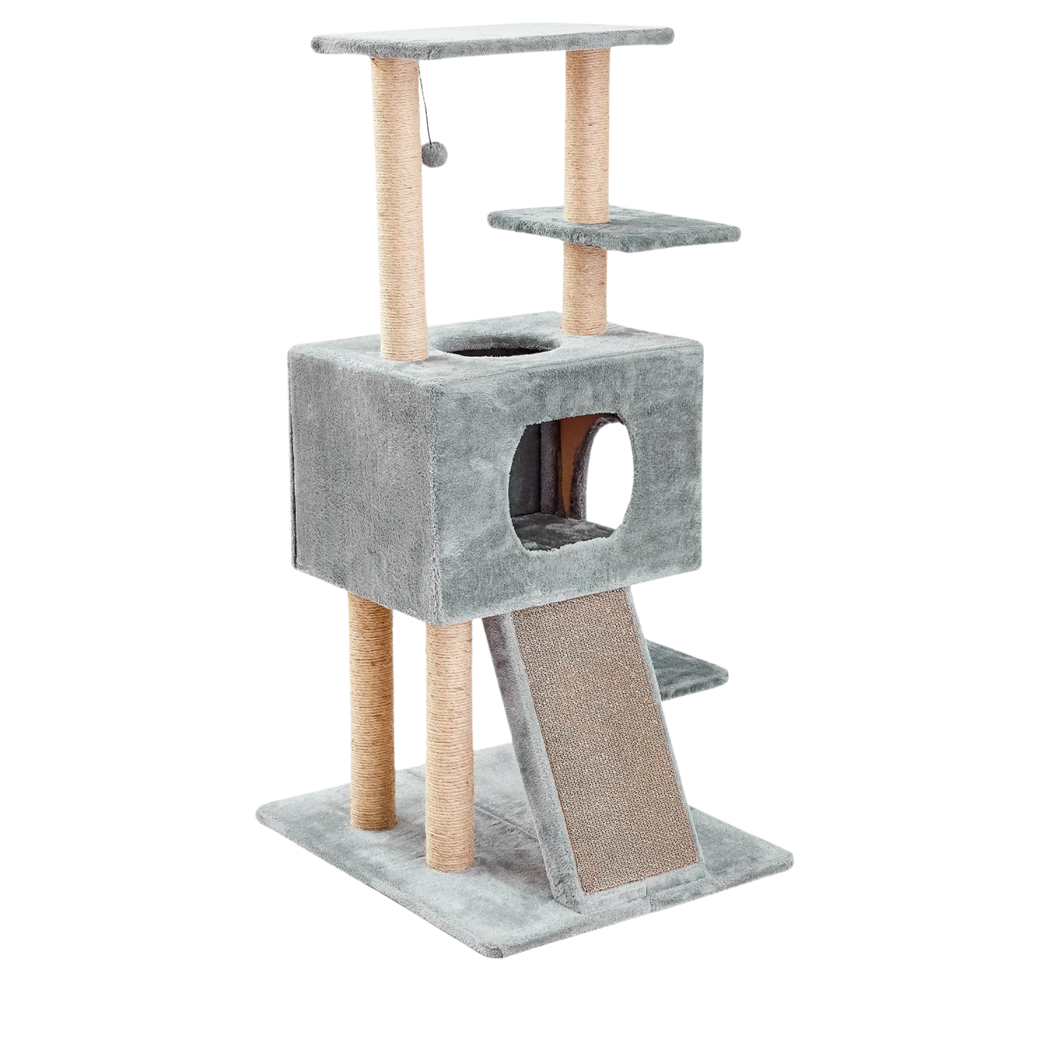 Two by Two Bloomington - Gray Wood Composite & Faux Fur Scratching Post Cat Furniture