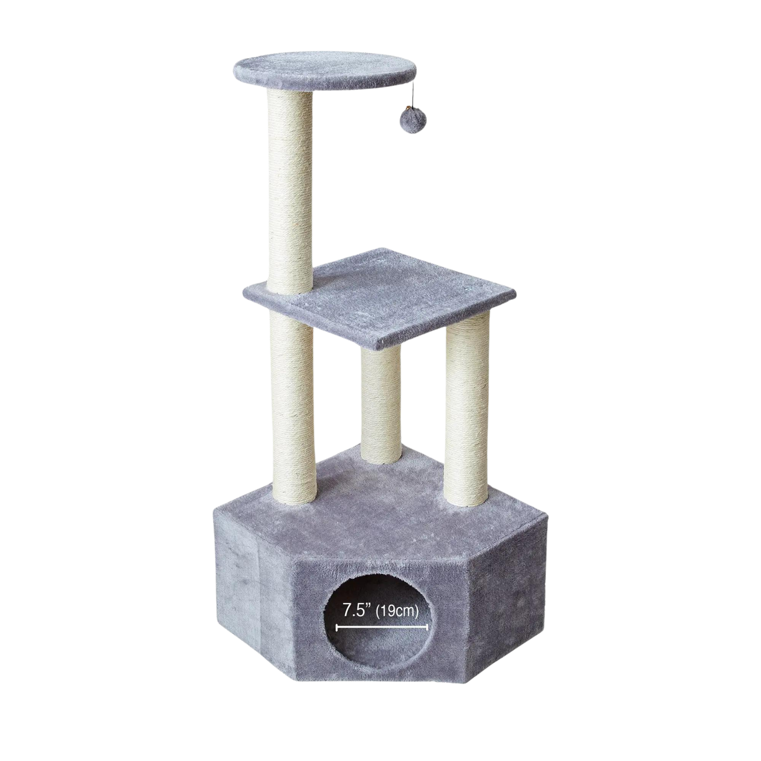 Two by Two Brea - Gray Wood Composite & Faux Fur Scratching Post Cat Furniture