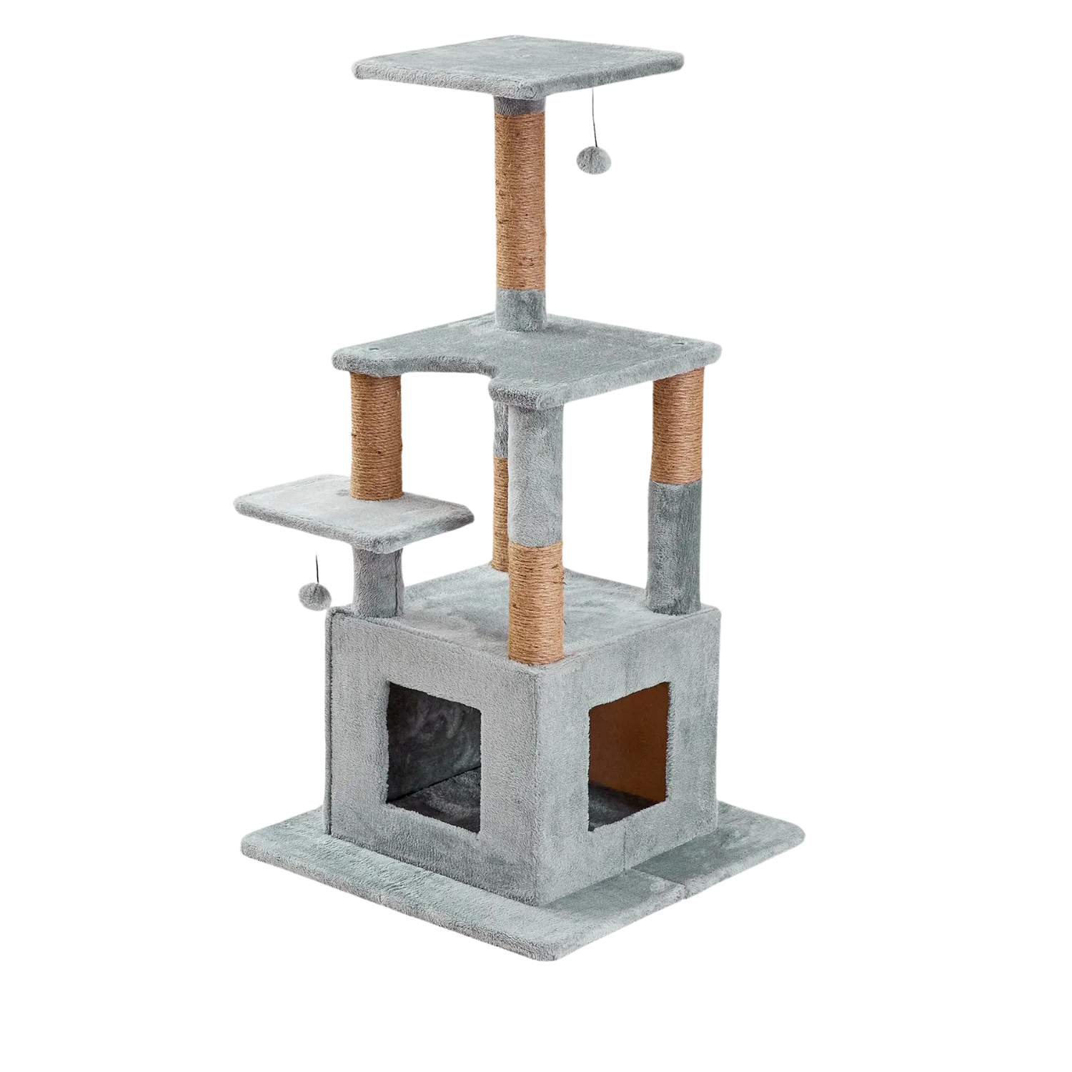 Two by Two Bristol - Gray Wood Composite & Faux Fur Scratching Post Cat Furniture