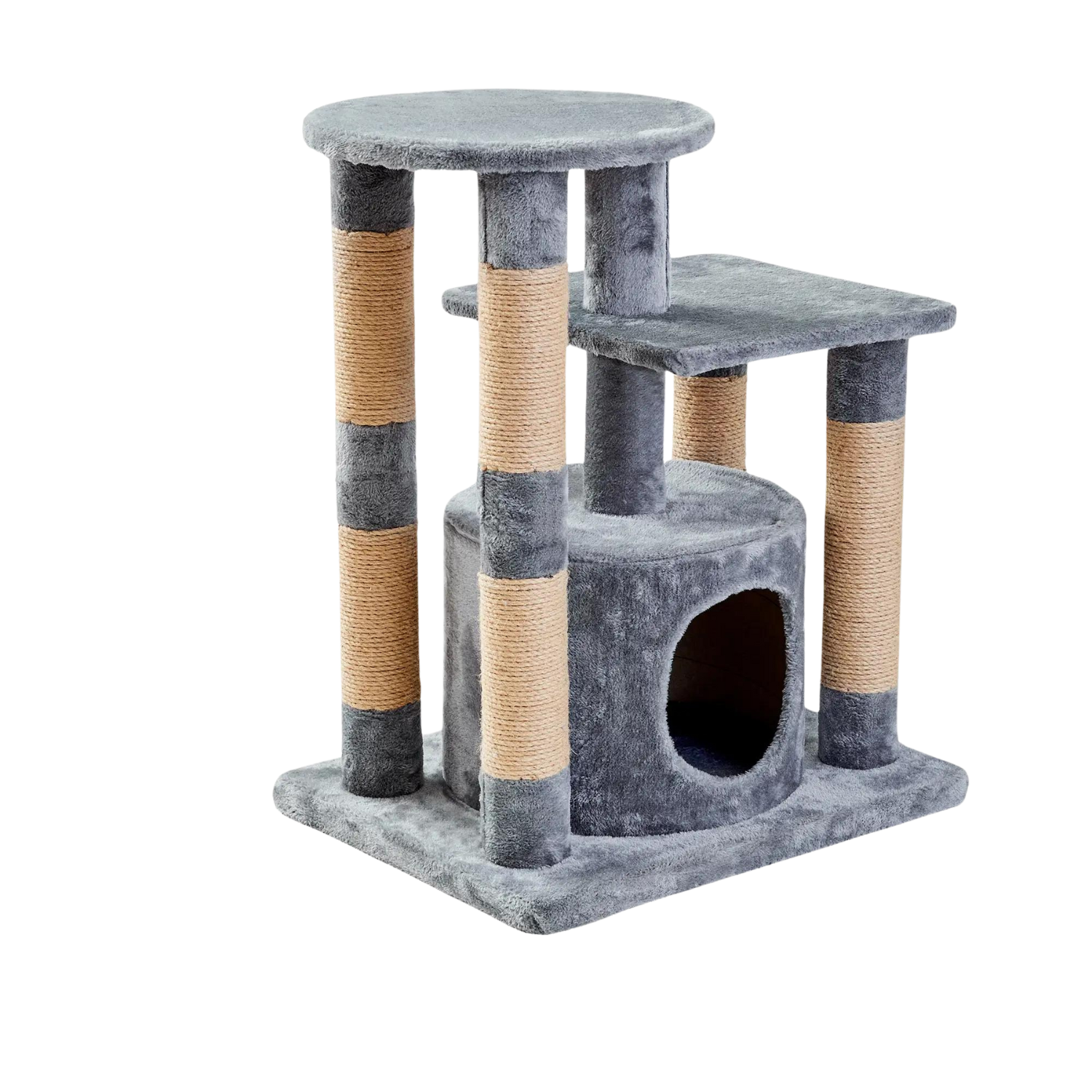 Two by Two Cincinnati - Gray Wood Composite & Faux Fur Scratching Post Cat Furniture