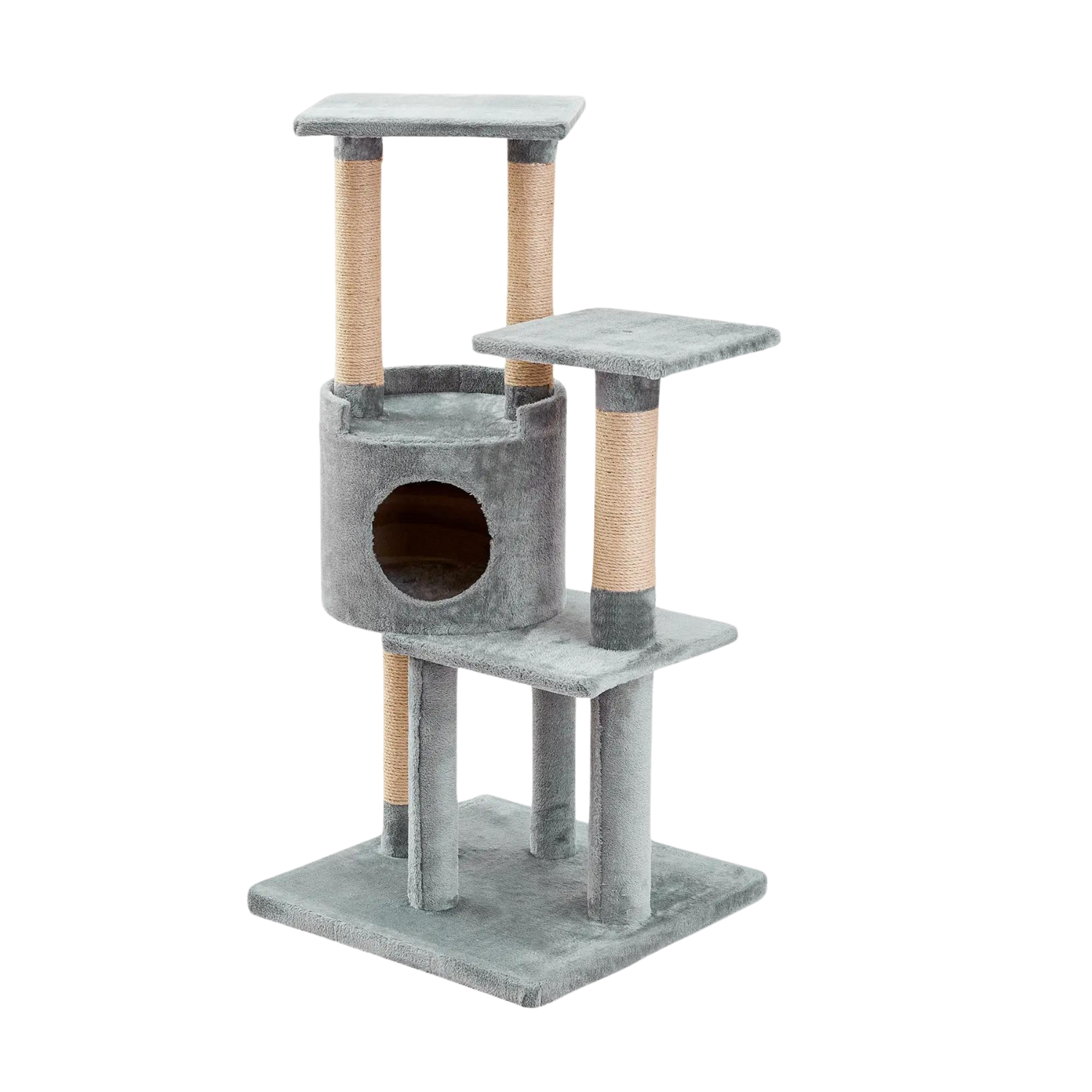 Two by Two Dayton - Gray Wood Composite & Faux Fur Scratching Post Cat Furniture 