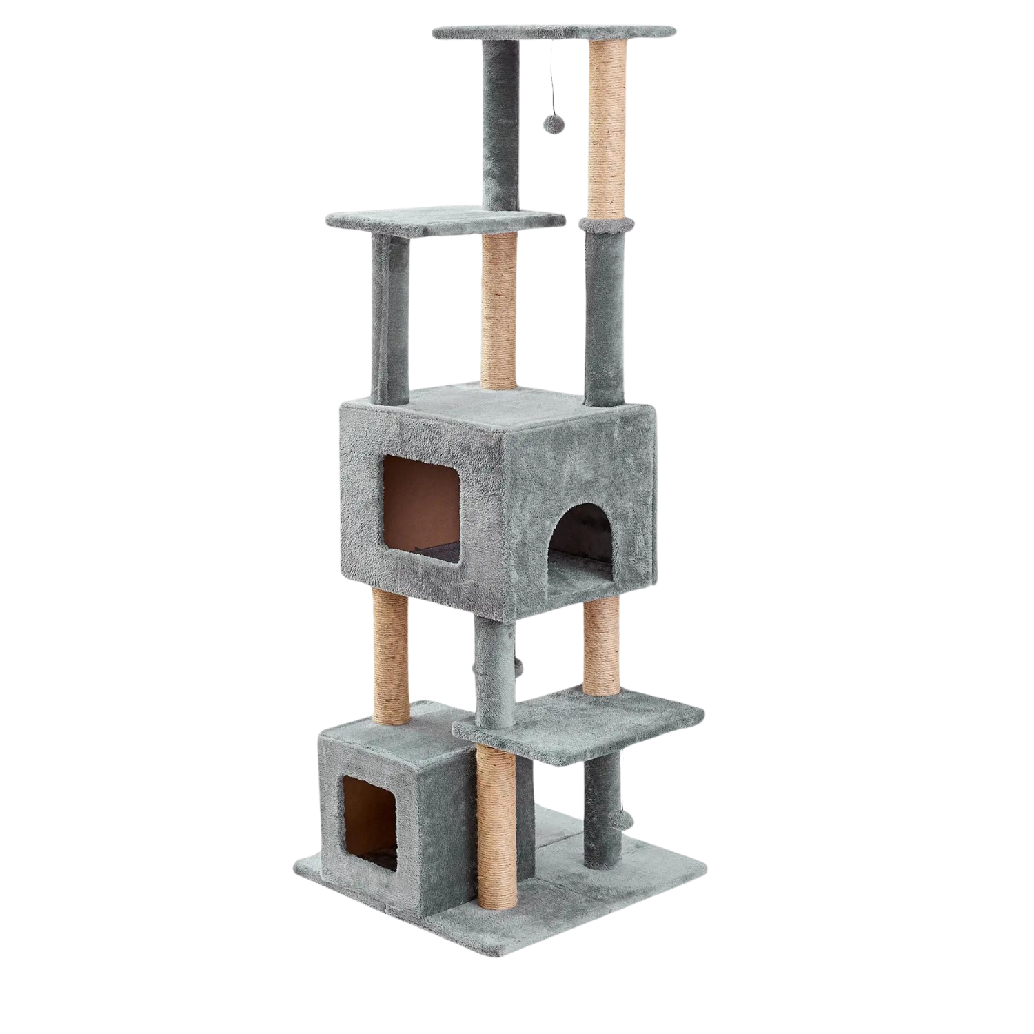 Two by Two Decatur - Gray Wood Composite & Faux Fur Scratching Post Cat Furniture