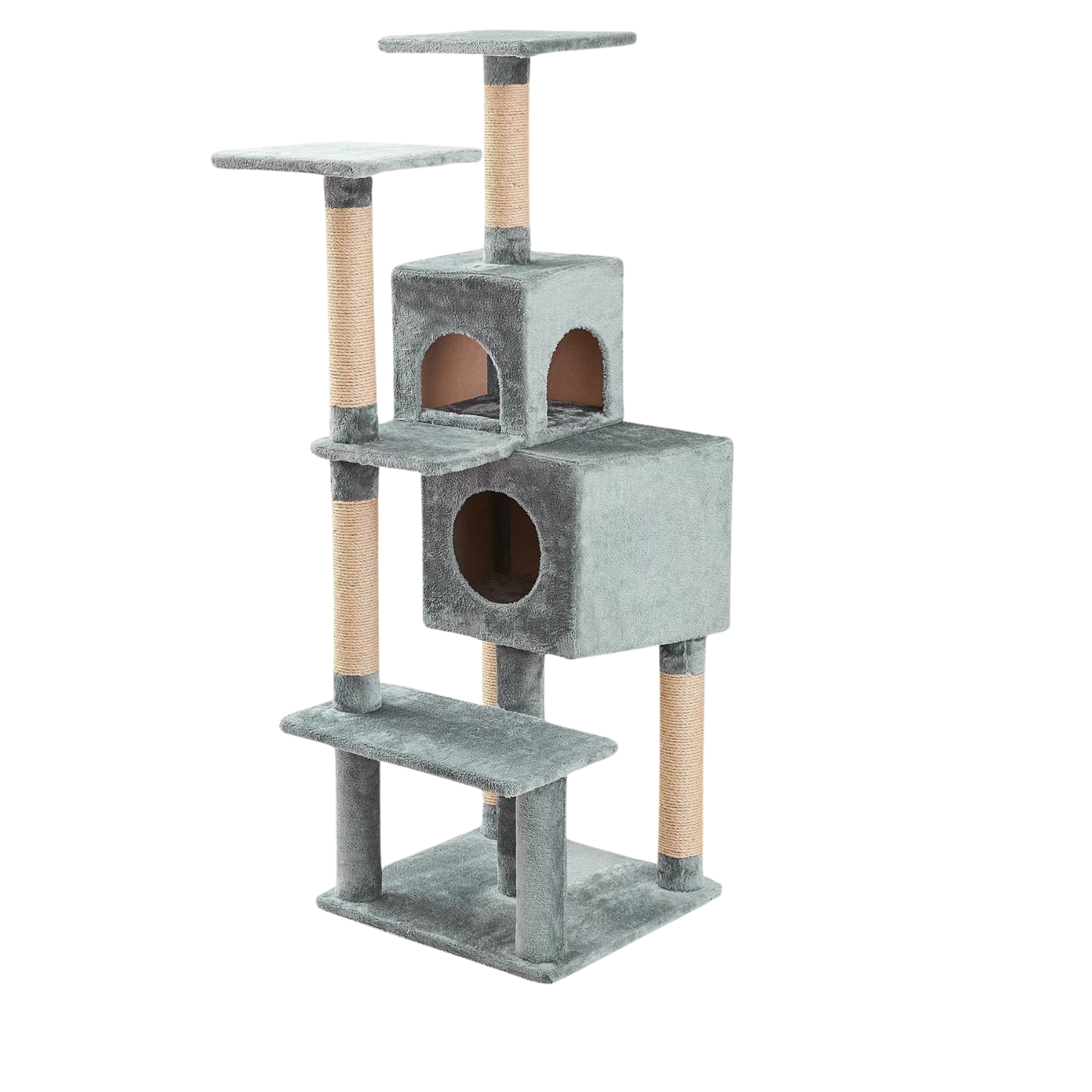 Two by Two Greenwich - Gray Wood Composite & Faux Fur Scratching Post Cat Furniture