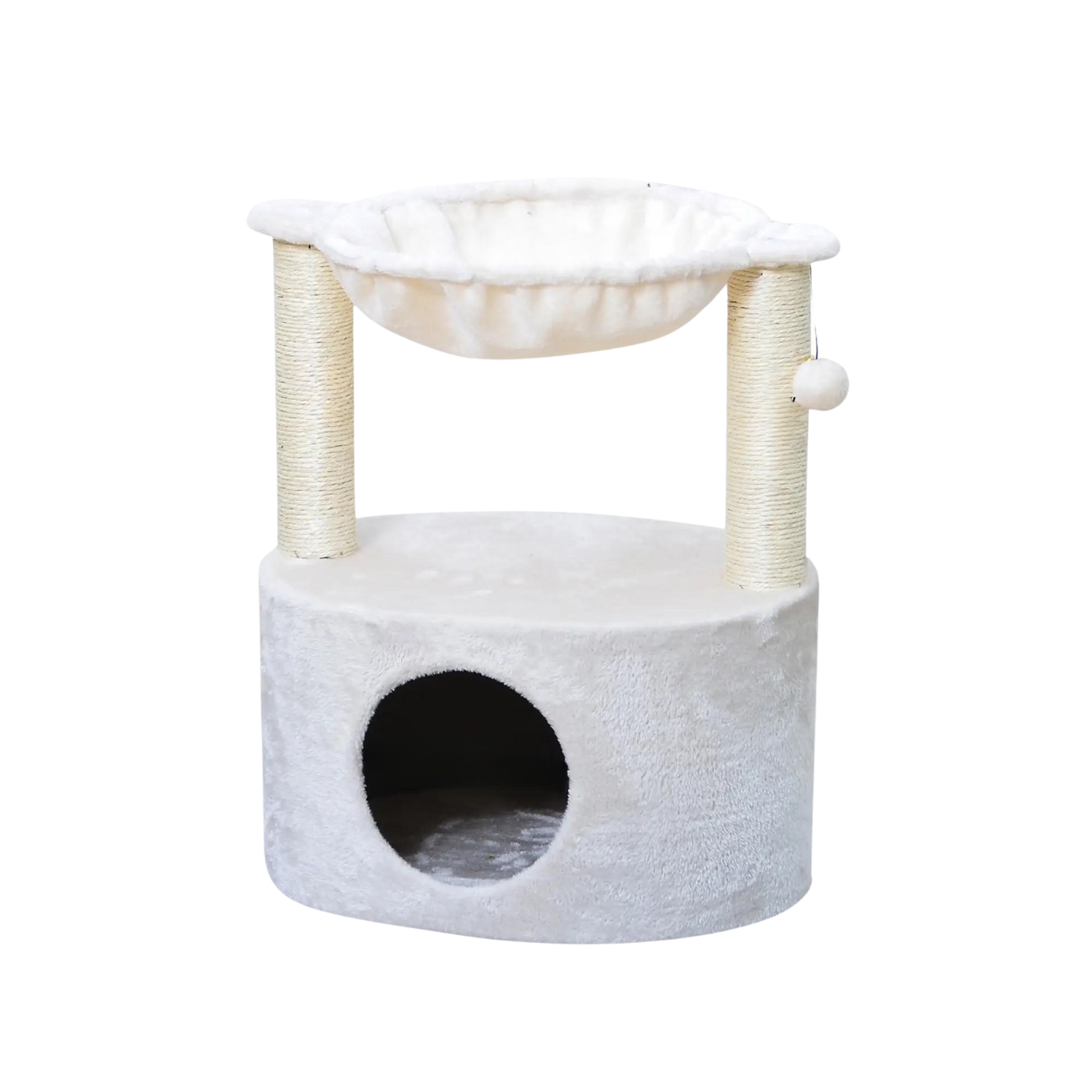 Two by Two Houston - Off-White Wood Composite & Faux Fur Scratching Post Cat Furniture