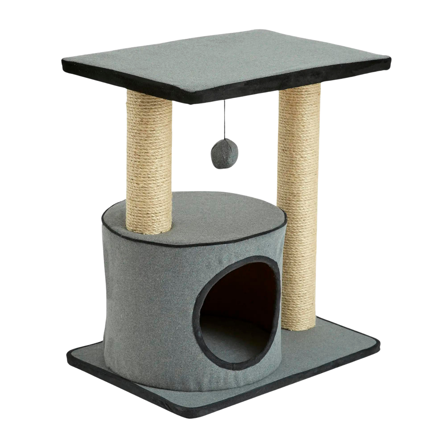 Two by Two Knoxville - Gray Wood Composite & Faux Fur Scratching Post Cat Furniture