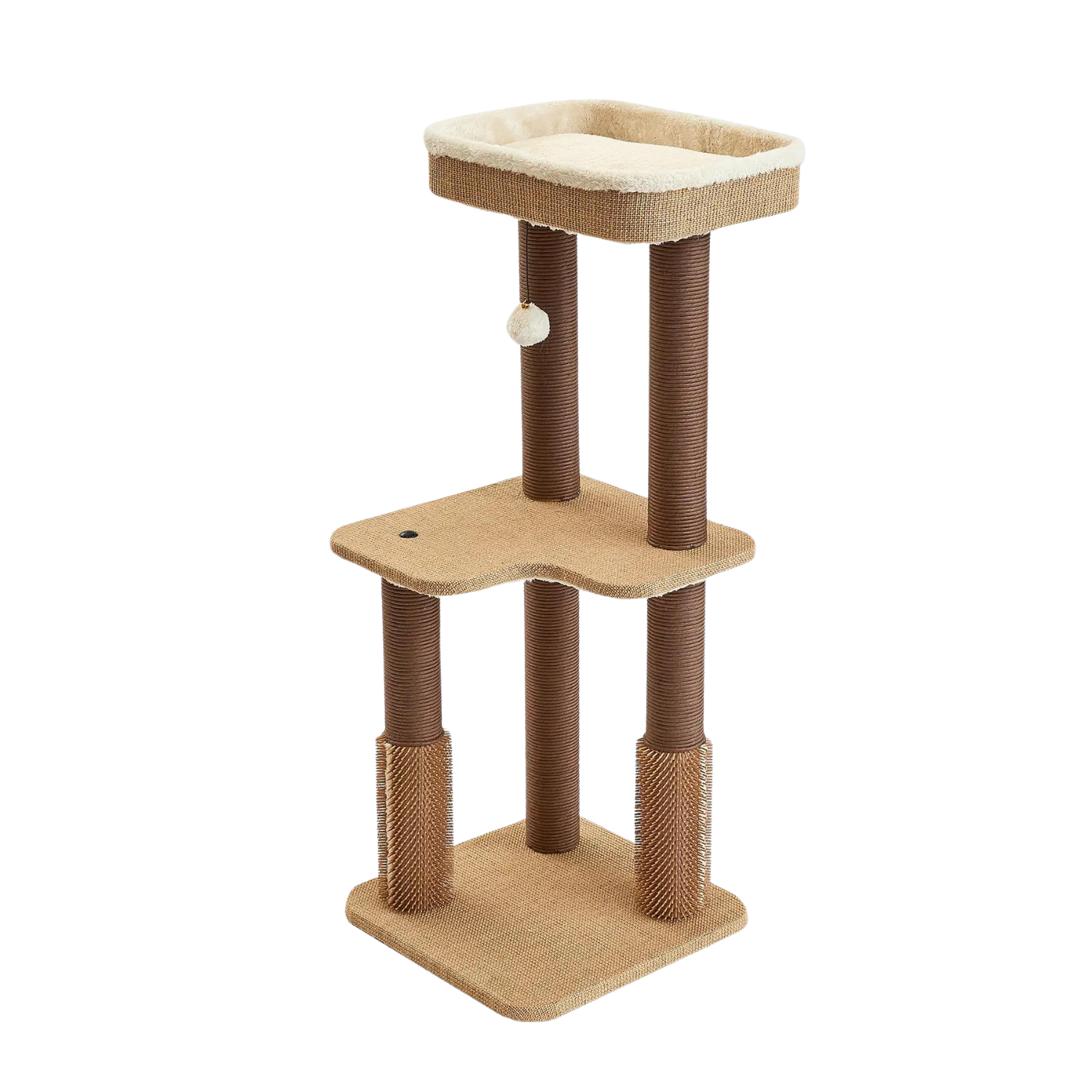 Two by Two Lansing - Beige Wood Composite & Faux Fur Scratching Post Cat Furniture