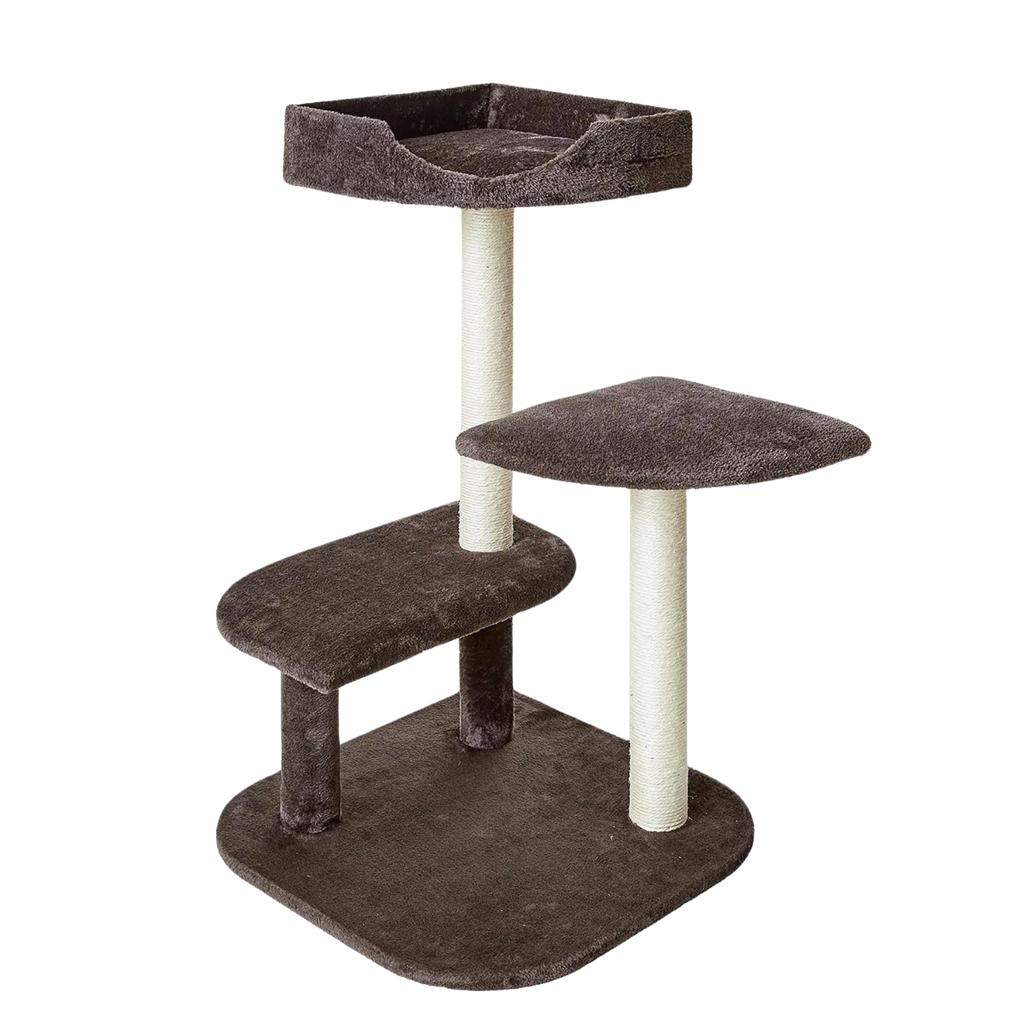 Two by Two Longmont - Brown Wood Composite & Faux Fur Scratching Post Cat Furniture