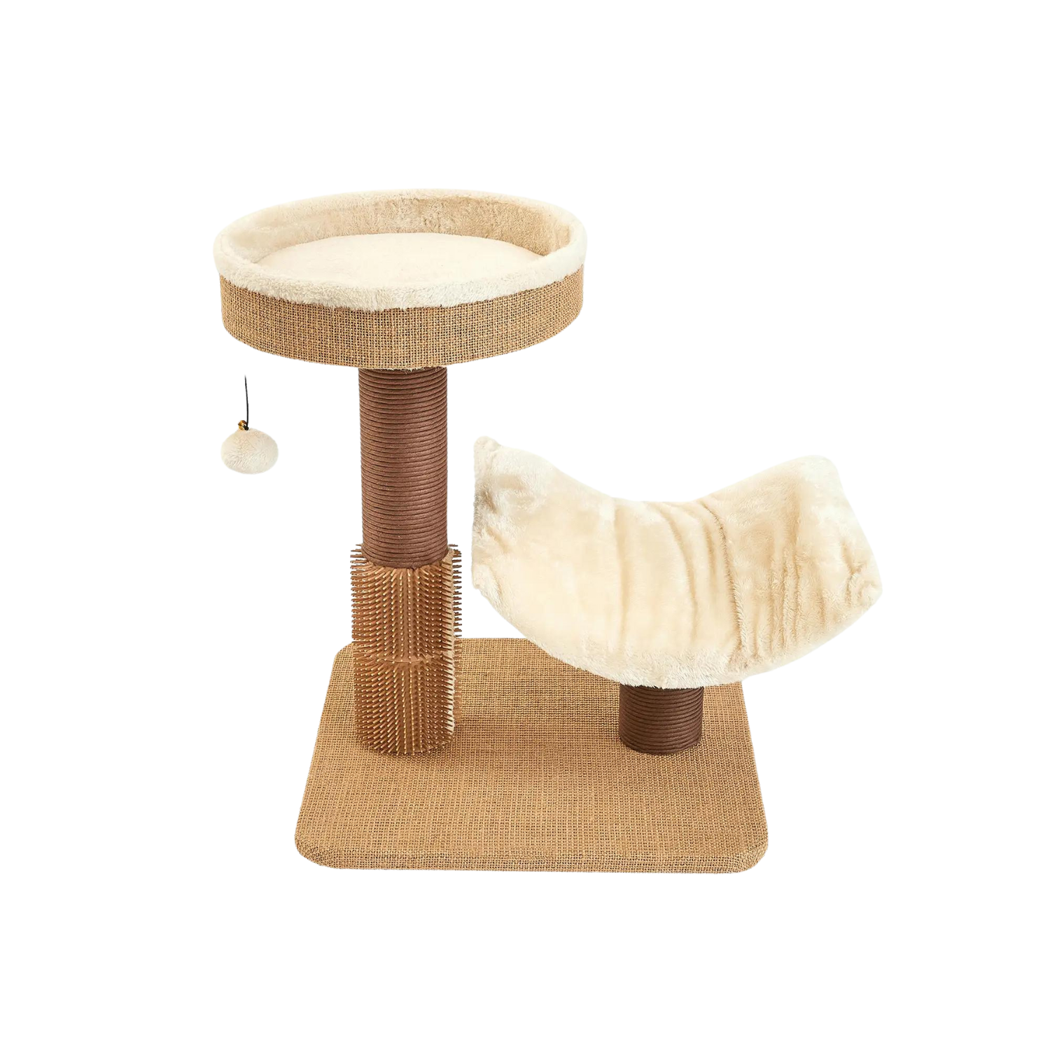 Two by Two Marquette - Beige Wood Composite & Faux Fur Scratching Post Cat Furniture