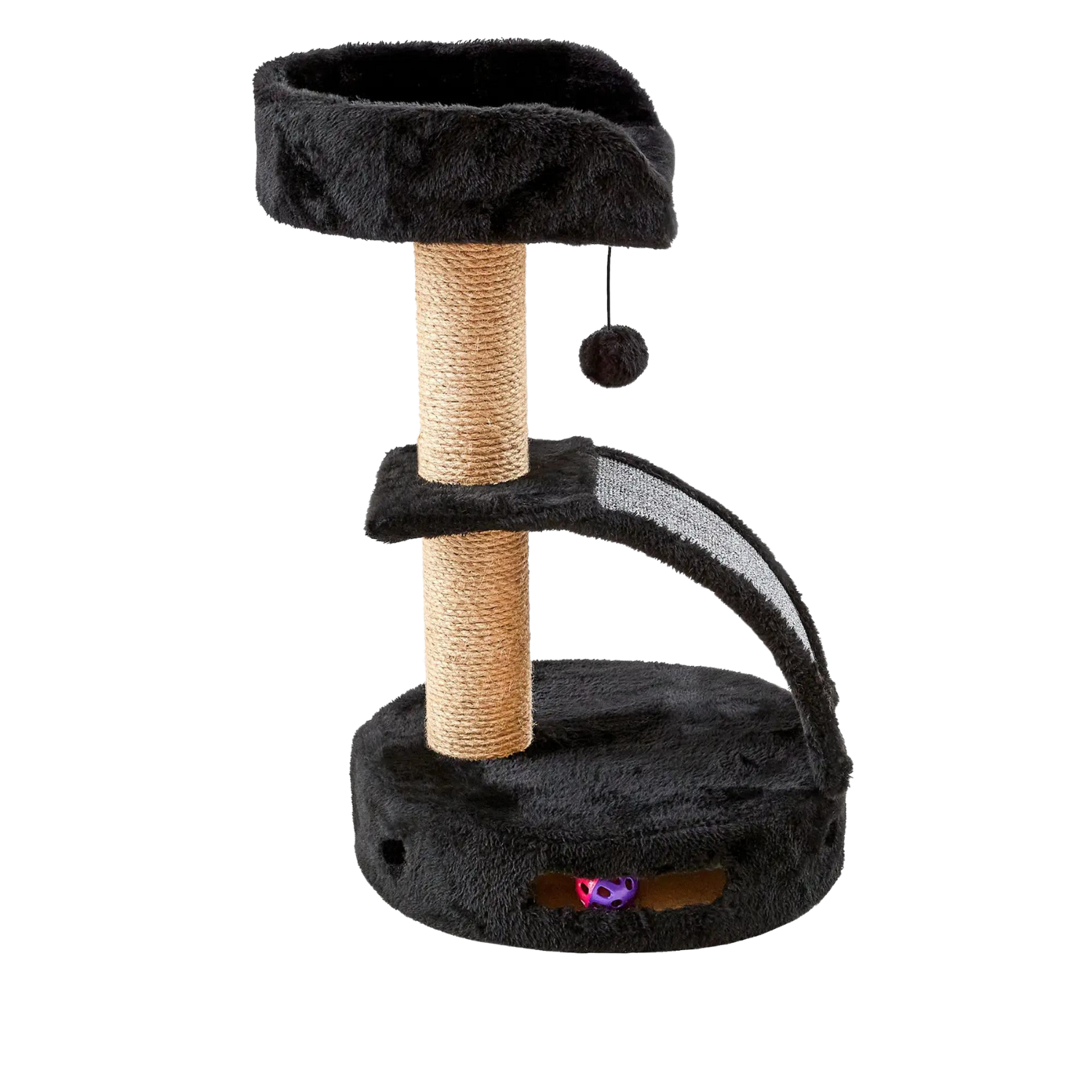 Two by Two Memphis - Black Wood Composite & Faux Fur Scratching Post Cat Furniture