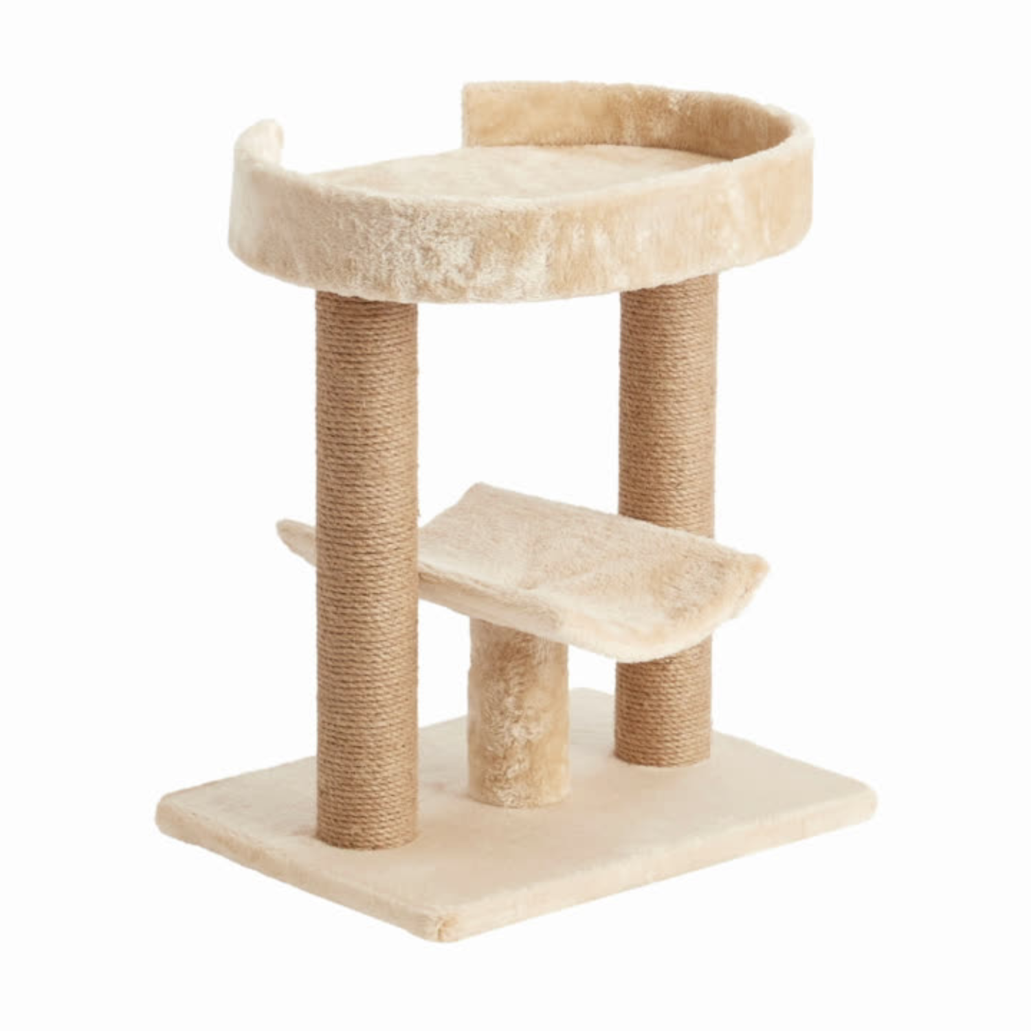 Two by Two Providence - Beige Wood Composite & Faux Fur Scratching Post Cat Furniture