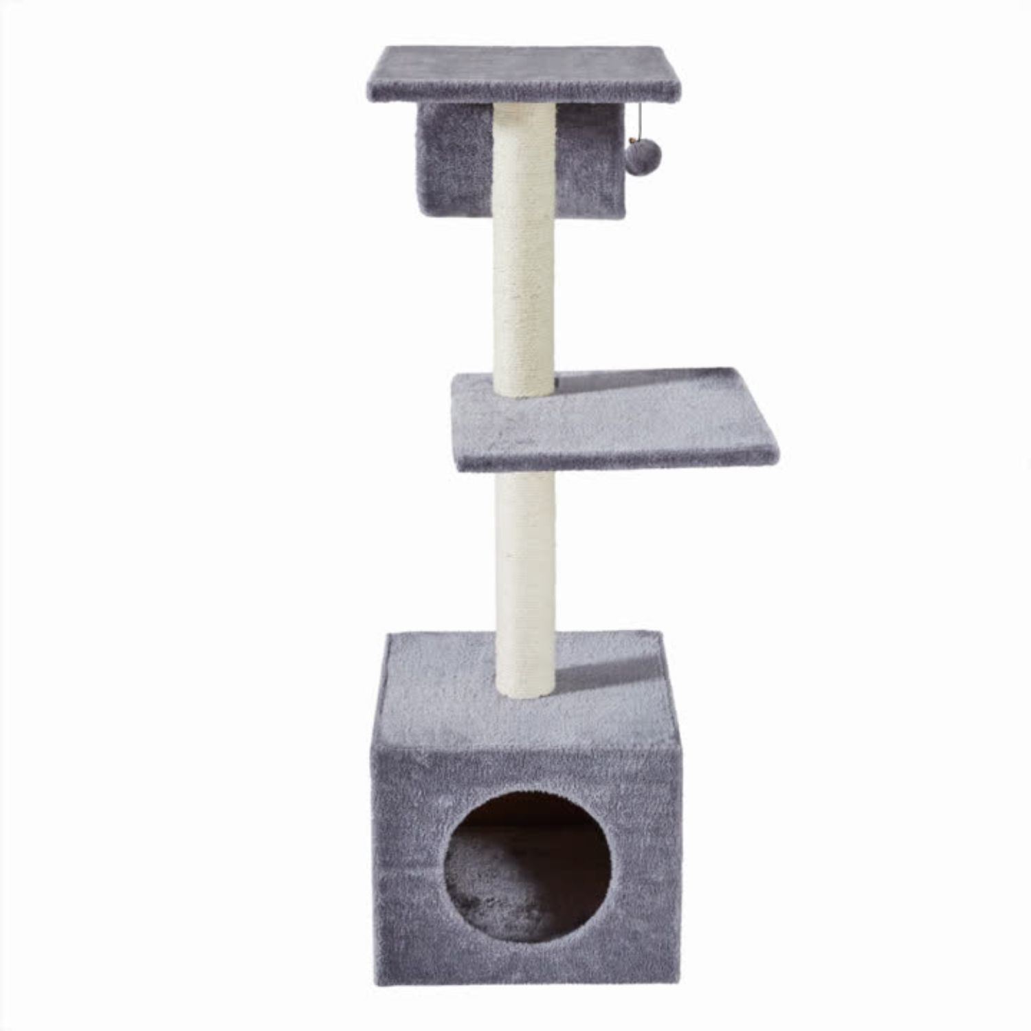 Two by Two Tulsa - Gray Wood Composite & Faux Fur Scratching Post Cat Furniture